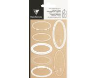 Sachet de 28 étiquettes kraft adhésives, ovales blanc