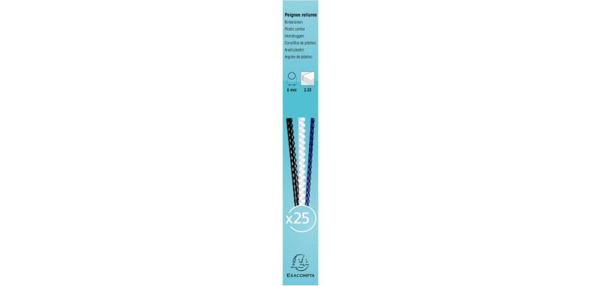 Boite 25 reliures spirales plastique 6mm