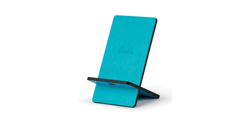 Rhodiarama support pour téléphone mobile simili cuir italien 13x8x8,5 cm - Turquoise