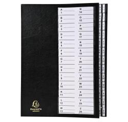Clasificadores Ordonator ® lomo extensible pestañas impresas Tapa rígida - Tamaño: 25x33 cm para: A4 - Negro