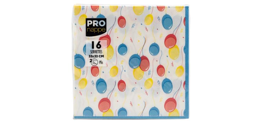 Paquet de 16 serviettes ouate 2 plis - 33x33 cm
