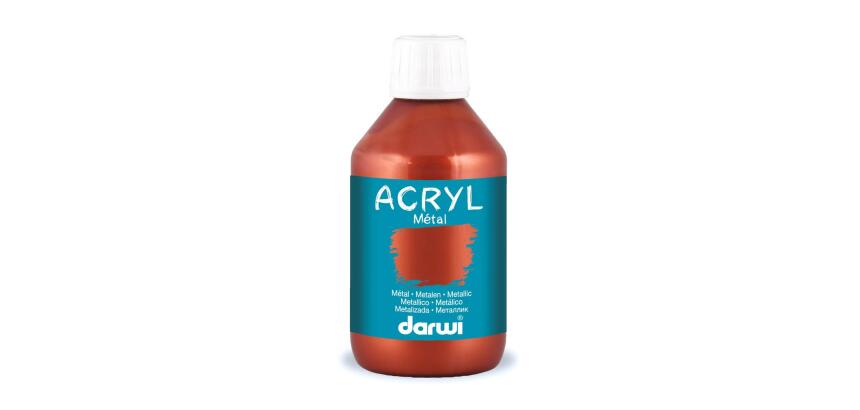 Darwi Flacon de 250 ml de Peinture Acrylique Universelle Métallique - Cuivre