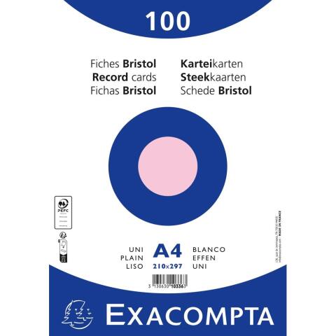 Fichas de cartulina bristol 205 g/m2 - Liso - 210x297 mm - Rosa