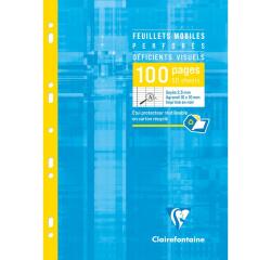 Feuillets mobiles sous étui spécial déficients visuels A4 100 pages perforées grands carreaux noirs 2,5mm agrandis 10x10