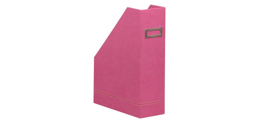 Rhodiarama porte-revues simili cuir italien 10x25x31 cm - Fuchsia