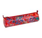 Céleste CUIR Trousse ronde Ø5,5x22 cm Jardin Rouge