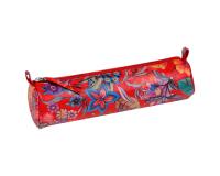 Céleste CUIR Trousse ronde Ø5,5x22 cm Jardin Rouge