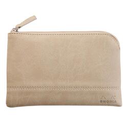Rhodiarama pochette zippée en simili cuir - taille S (11x17 cm) - Beige