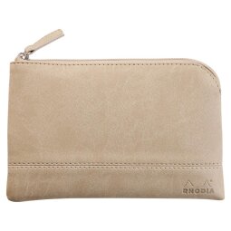 Rhodiarama pochette zippée en simili cuir - taille S (11x17 cm) - Beige