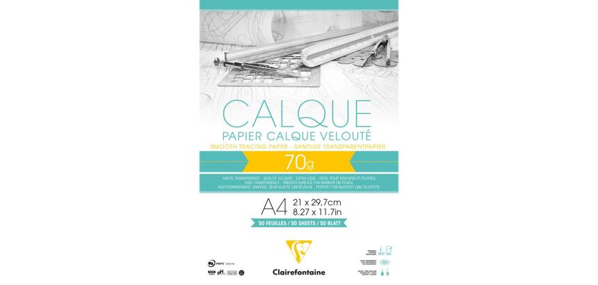 Papier Calque bloc collé 50F A4 70/75g