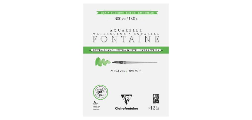 Fontaine Extra Blanc Grain Torchon bloc collé 4 côtés 12F 31x41cm 300g