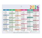 Calendrier Multicolore 13 x 17 cm Semestriel 2026 - Multicolore