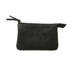 CUIR Petite Pochette 2 compartiments 13x9cm - Noir