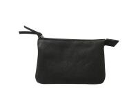CUIR Petite Pochette 2 compartiments 13x9cm - Noir