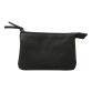 CUIR Petite Pochette 2 compartiments 13x9cm - Noir