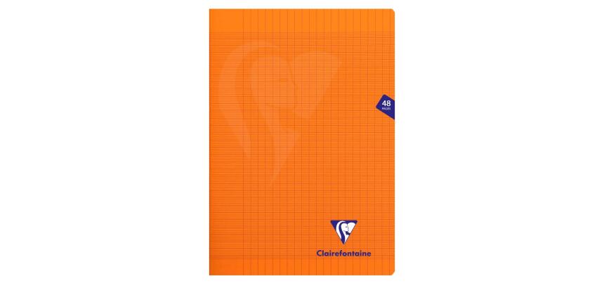 Cahier piqué Mimesys A4 48 pages grands carreaux couverture polypropylène - Orange