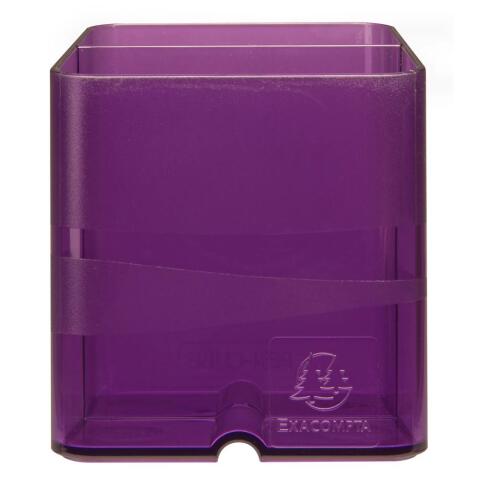 Cubiletes Pen Cube, 2 compartimentos diferentes tamaños y alturas, bloqueador de cables. CHROMALINE (translucido) - Morado