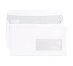Boite de 500 Enveloppes Blanches DL-110x220mm - Auto-Adhésives - 90g/m2 - Fenêtre Papier Cristal 45x100 (position 20/20) - Blanc