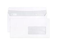 Boite de 500 Enveloppes Blanches DL-110x220mm - Auto-Adhésives - 90g/m2 - Fenêtre Papier Cristal 45x100 (position 20/20) - Blanc