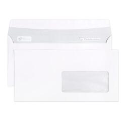 Boite de 500 Enveloppes Blanches DL-110x220mm - Auto-Adhésives - 90g/m2 - Fenêtre Papier Cristal 45x100 (position 20/20) - Blanc