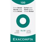 Étui de 100 fiches - bristol ligné non perforé 75x125mm - Blanc