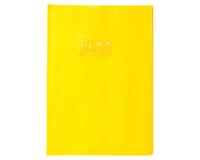Protège-cahiers grain losange PVC 18/100ème avec porte-étiquette A4 - Jaune