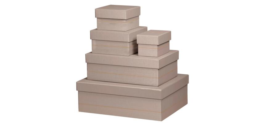 Rhodiarama set 5 boîtes gigognes simili cuir italien 44x34x16 cm - Touche de rose