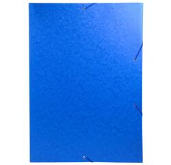 3-flap folder with elastic straps 600gsm hard glazed mottled pressboard - A3 size - Blue