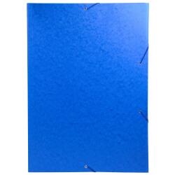 3-flap folder with elastic straps 600gsm hard glazed mottled pressboard - A3 size - Blue