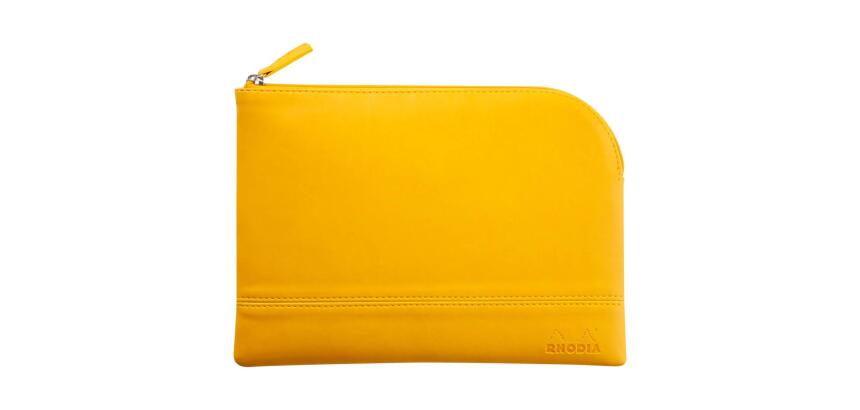 Rhodiarama pochette zippée en simili cuir - taille M (16x22 cm) - Jonquille