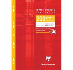 Copies doubles sous étui A4 200 pages perforées grands carreaux