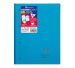 Bloc de cours agrafé grand côté Koverbook A4+ 160 pages détachables perforé 4 trous ligné + marge couverture polypropylène transparent - Assortis