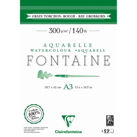 Fontaine bloc collé 2 côtés 12F A3 300g grain torchon