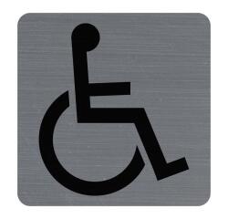 Plaque adhésive imitation aluminium Handicapés 7,5x7,5 cm - Gris