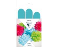 PAPIER DE SOIE, Set de 3 pompons à suspendre Ø30x1 et Ø40x2 - Bleu ciel