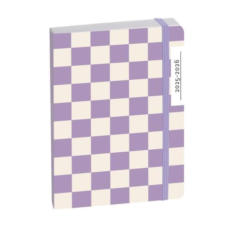 Agenda Forum Damier 12 x 17 cm Journalier Août 2025 à Juillet 2026 - Lilas