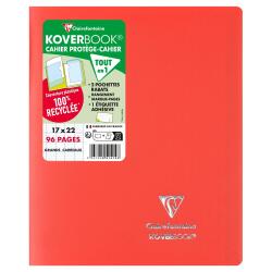 Cahier piqué Koverbook 17x22 cm 96 pages grands carreaux couverture polypropylène opaque 100% recyclé