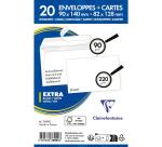 Combiné de 20 Enveloppes Blanches 90x140mm Auto-Adhésives 90g/m2 + 20 Cartes Bristol Blanches 82x128mm 220g/m2 - Blanc