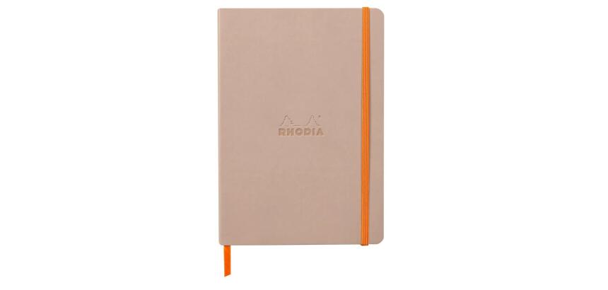 Rhodiarama carnet souple A5 160 pages dot papier ivoire 90g fermeture élastique - Touche de rose