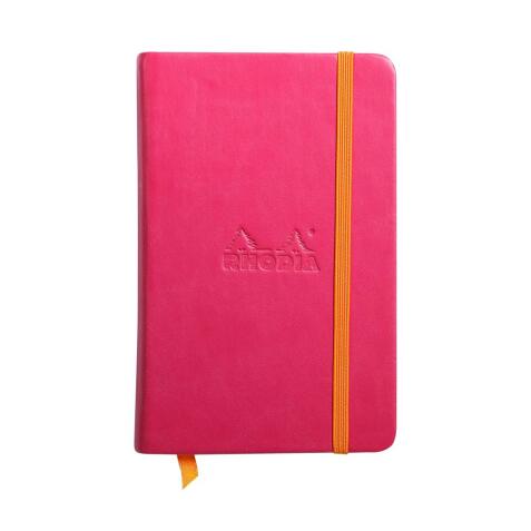 Rhodiarama carnet rigide A6 96 feuilles unies papier ivoire 90 g fermeture élastique. - Framboise