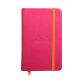Rhodiarama carnet rigide A6 96 feuilles unies papier ivoire 90 g fermeture élastique. - Framboise