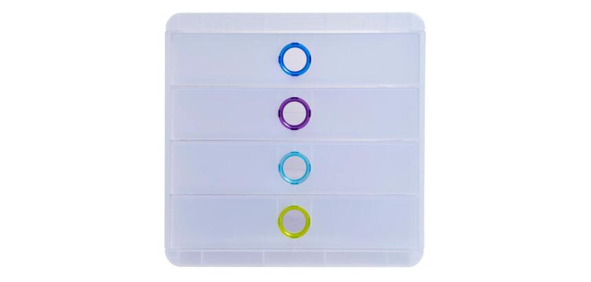 Module de classement Pop-Box 4 tiroirs Chromaline - Couleurs assorties