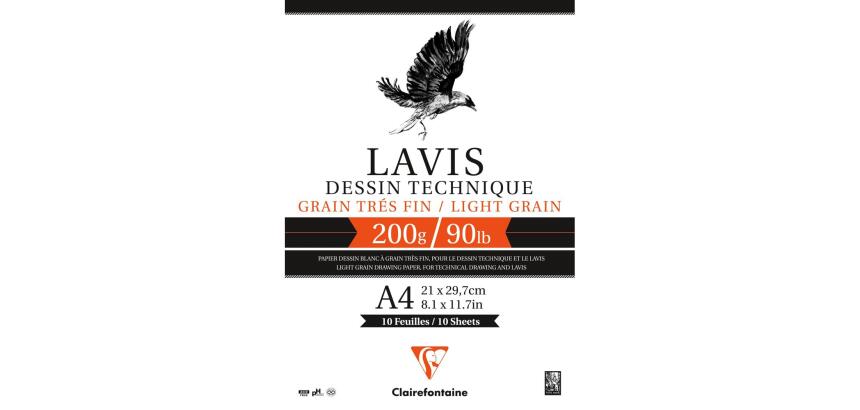 Lavis Technique bloc collé 10F A4 200g