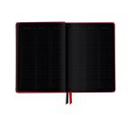 Rhodiarama Goalbook Creation A5 met hardcover, 80 blad glad zwart gestippeld Maya papier van 120g, sluiting met elastiek - Klaproosrood