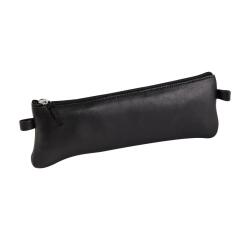 CUIR NOIR Trousse plate 22x6 cm. - Noir