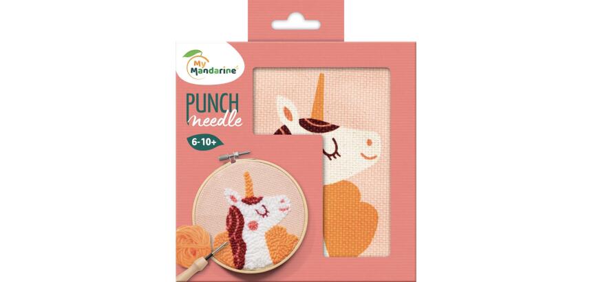 Punch Needle, Licorne - Rose
