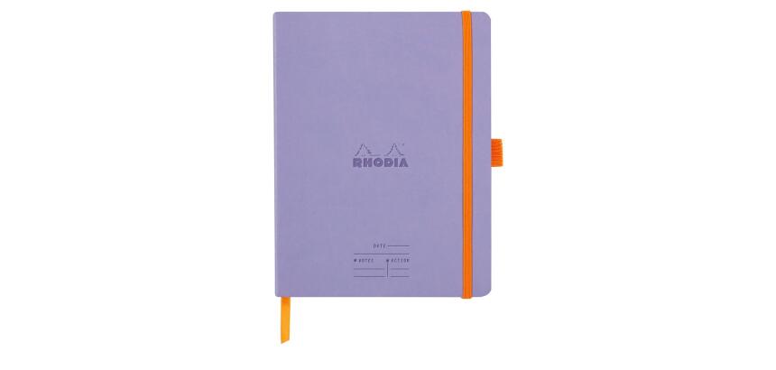 Rhodiarama Meeting A5+ 160 pages microperforé papier blanc 90g avec élastique + porte-stylo - Iris