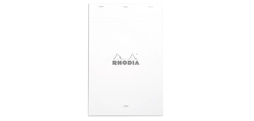 Bloc agrafé Rhodia N°19 21x31,8 cm 80 feuillets ligné avec marge 80g - Blanc