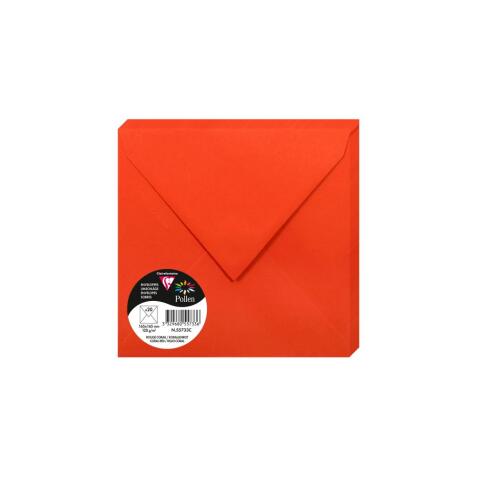 Paquet de 20 enveloppes Pollen 165x165mm 120g/m2 - Rouge corail