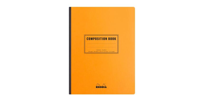 Rhodia Classic Composition book 19x25 cm petits carreaux 5x5 160 pages 80g non microperforé - Orange